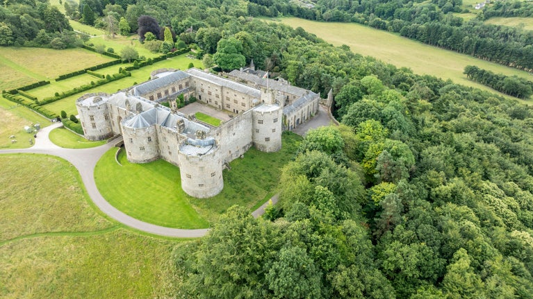 An aerial view of Chirk Castle, Wrexham